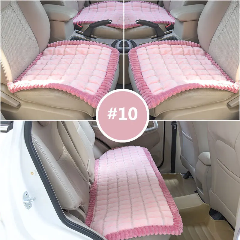 

3pcs Set Car Seat Cover Fluffy Soft Cushion Front +Rear Mat Seat Protector Plush Wool Fur Chair Cushion Fall Winter Warm Pad
