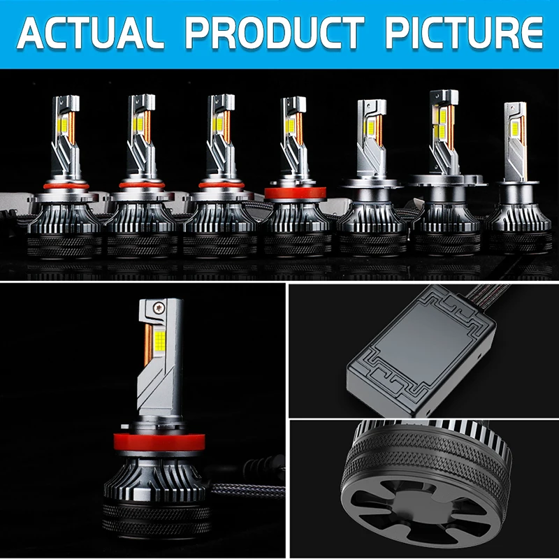 차량 헤드라이트 H7 H4 LED 전구 캔버스 9780 CSP 칩 6000K H1 H11 H9 9012 9005 HB3 9006 HB4 안개등 12V 고출력 3구 동관