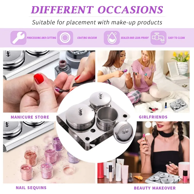 3pcs New Arrival Mini Stainless Steel Nail Art Cup Set Crystal Liquid Sterilization Cup Nail Salon Set Organizer Manicure Tools 3
