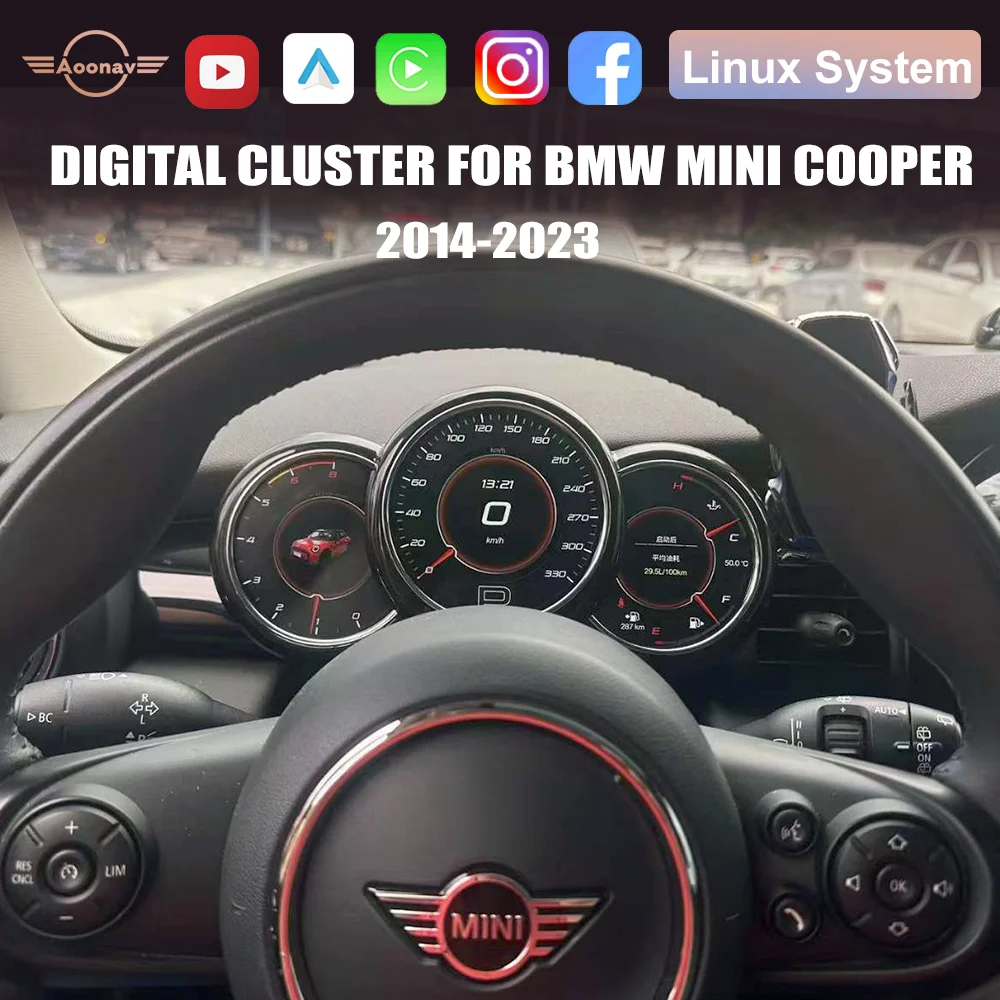 

Автомобильная стереосистема с ЖК-дисплеем, цифровой кластер для BMW Mini Cooper 2014-2023, приборная панель с кристаллами, виртуальный Спидометр в кабине