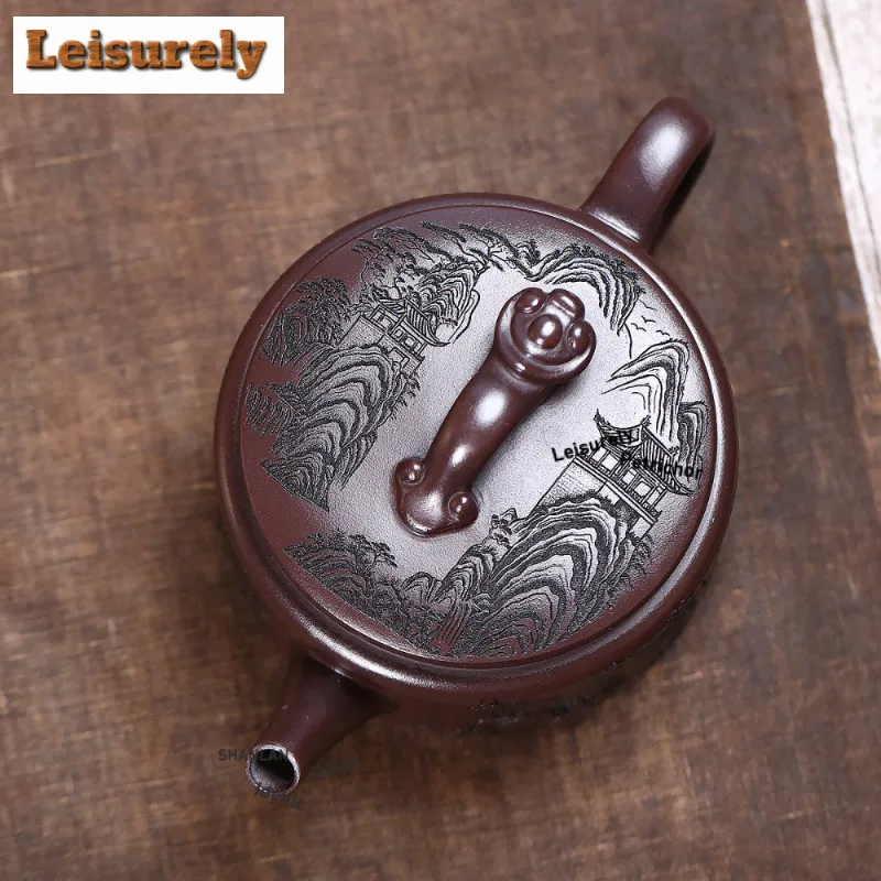 330ml Ancient Yixing Purple Clay Teapots Handmade Large Caliber Pot Raw Ore Stone Red Mud Kettle With Strainer Zisha Tea Set