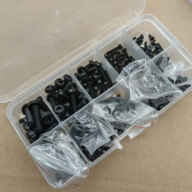 

240pcs M2 M2.5 M3 M4 Nylon Round Head Cross Screw Nuts Washers Combination Kit With Storage Box