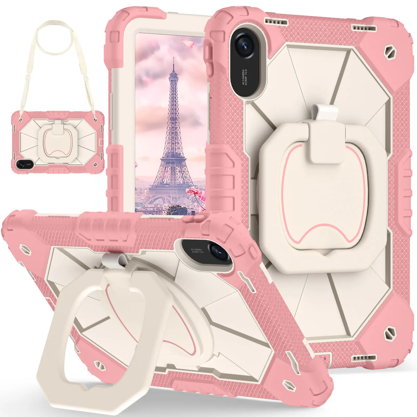 Heavy Duty Shockproof Rotating Stand Case with Shoulder Strap