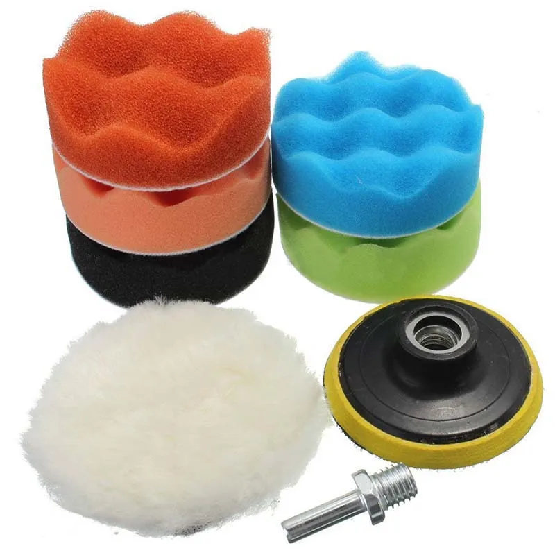 8pcs 3inch Buffing Sponge Pad Set Car Polishing Disc Auto Buffing Waxing Sponge Car Polisher Drill Adapter Cleaning Tools 8pcs 3 4 5 6 дюймов buffing sponge полировальный набор для восковой эпиляции для инструментов для полировщика автомобилей