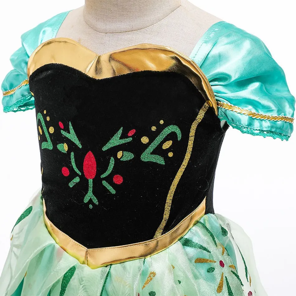 Little Girls Princess Dresses Snow Queen Anna Costume Children Halloween Cosplay Clothes Kids Birthday Party Carnival Disguise