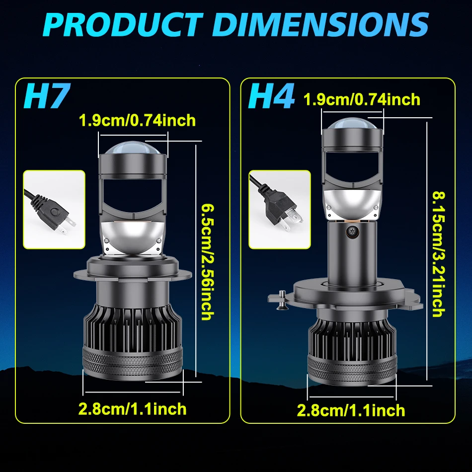 H7 Bi LED H4 프로젝터 렌즈 650000LM 미니 자동차 전구 6500W 캔버스 9005 9006 H11 H9 H8 램프 듀얼 하이 로우 빔 12V 24V 플러그 앤 플레이