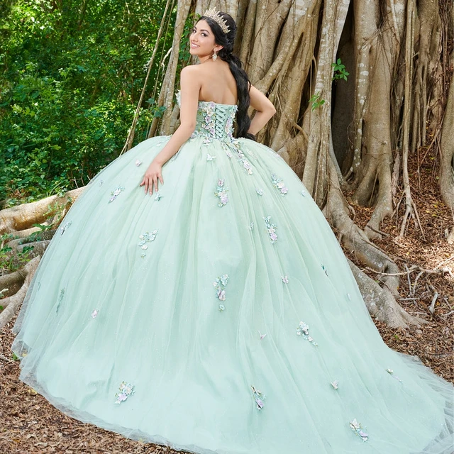 dresses aqua green colour Aqua Ruffled High-Low Prom Dresses Lace Applique Evening Dress 24046 Aqua / US4 main image 1
