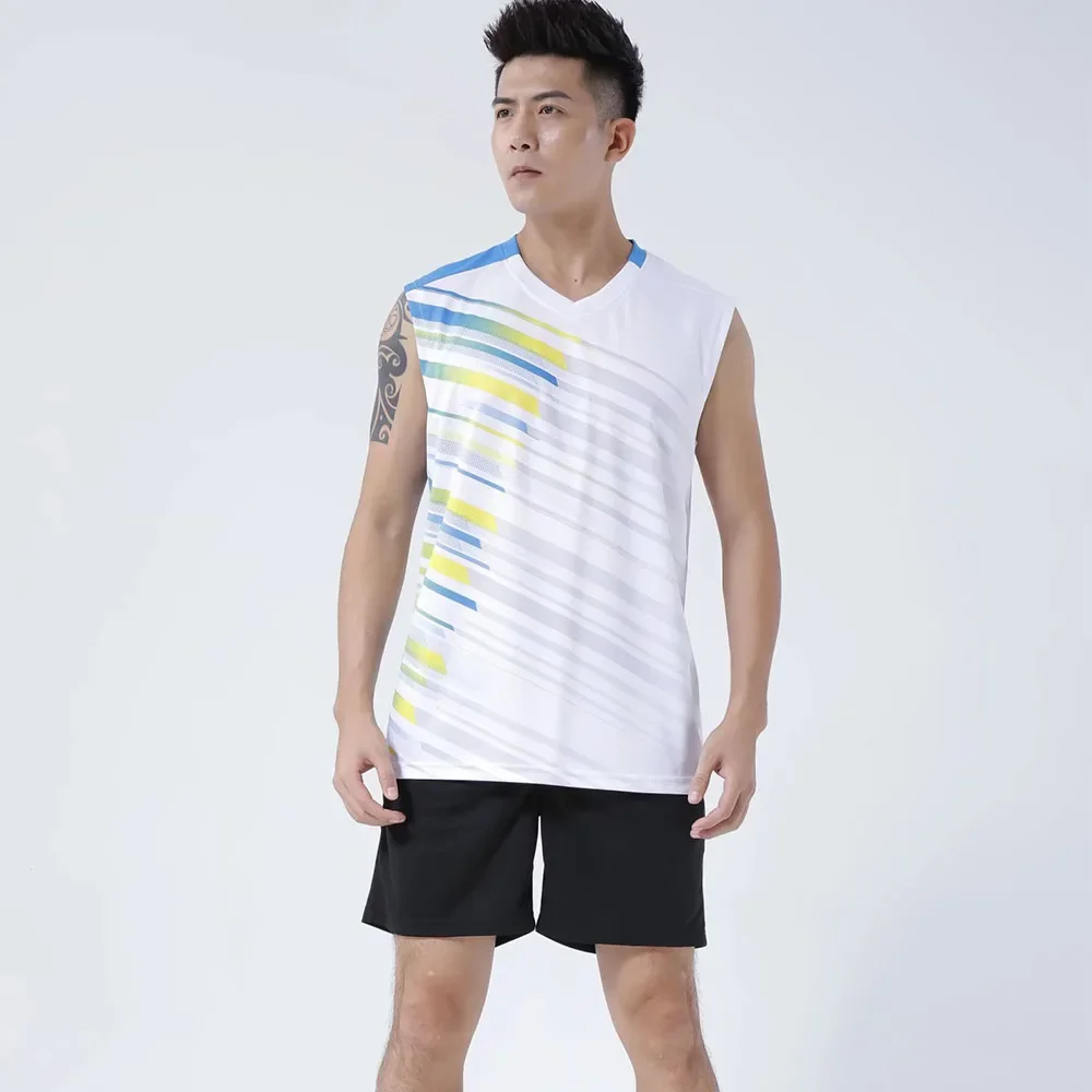 volleyball shirts Men Badminton Shirt pingpong sleeveless T Shirts Table Tennis Set Team Game Running Sport Fitness Gym