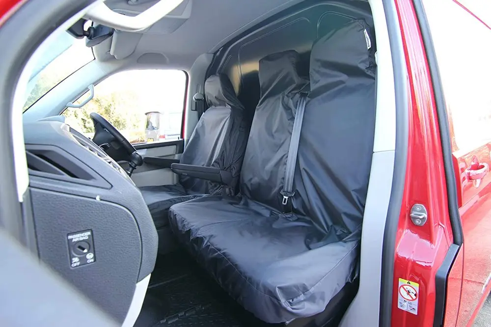 Maßge schneiderte wasserdichte Hochleistungs-Sitzbezüge für den Ford Transit Custom Van ab 2013 | Fahrer & Doppelset, schwarz – Detail 7