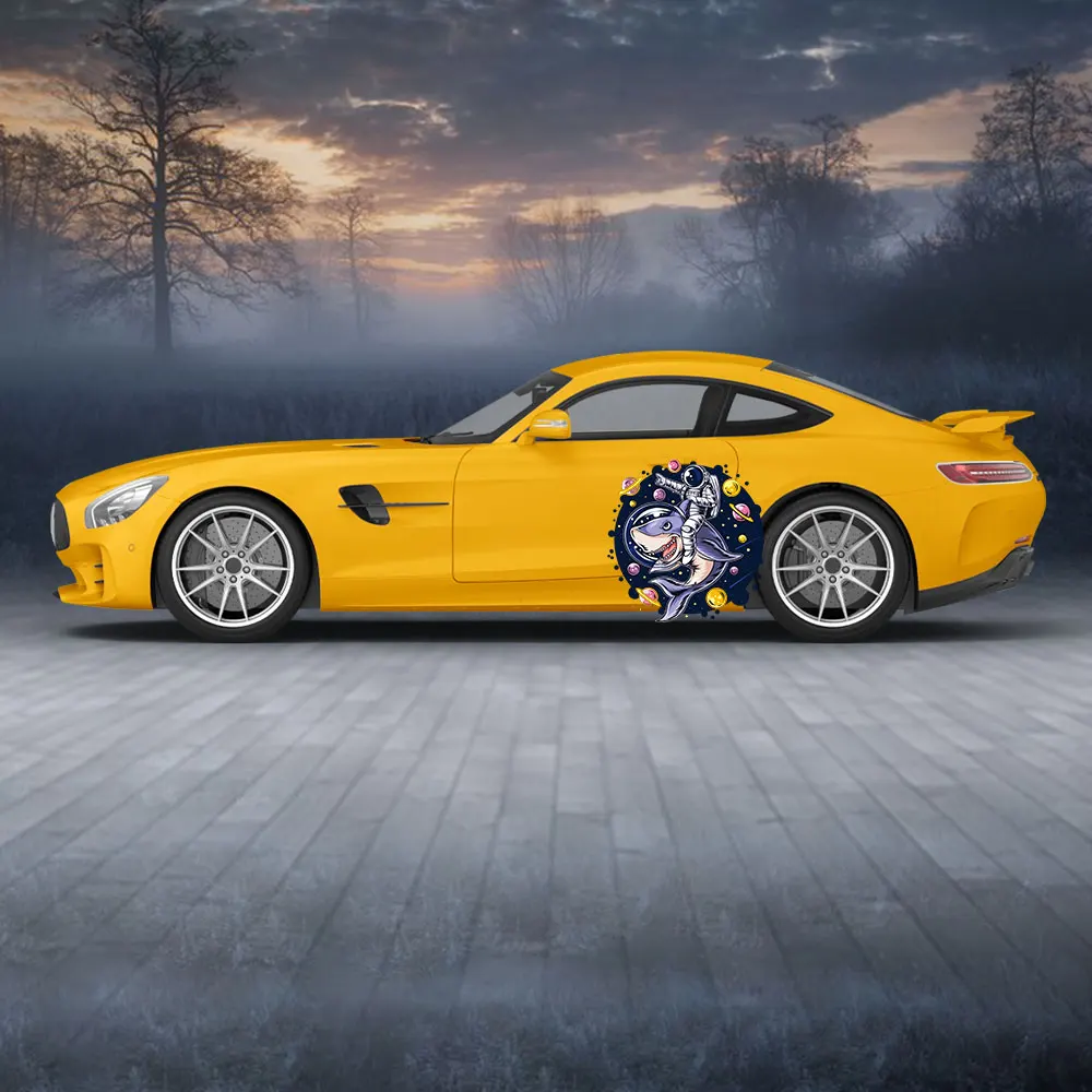 

2Pcs/set Blue Explosion Race car Side wrap Laminated Print Modified Late Model Super Stock Street