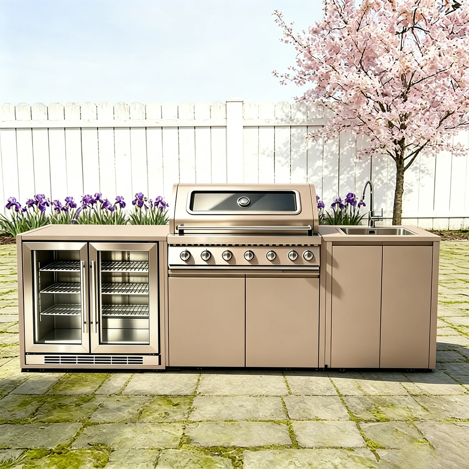 Cucine Complete per Esterni, Set di Mobili Durevoli con Isole e Carrelli da Cucina, Ensemble Casserole De Cuisine - immagine 5