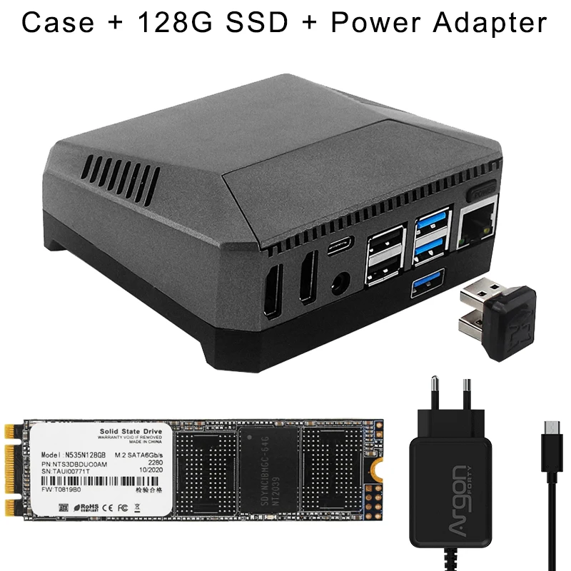 Raspberry Pi 4 Argon One M.2 Aluminum Case with SSD SATA M2