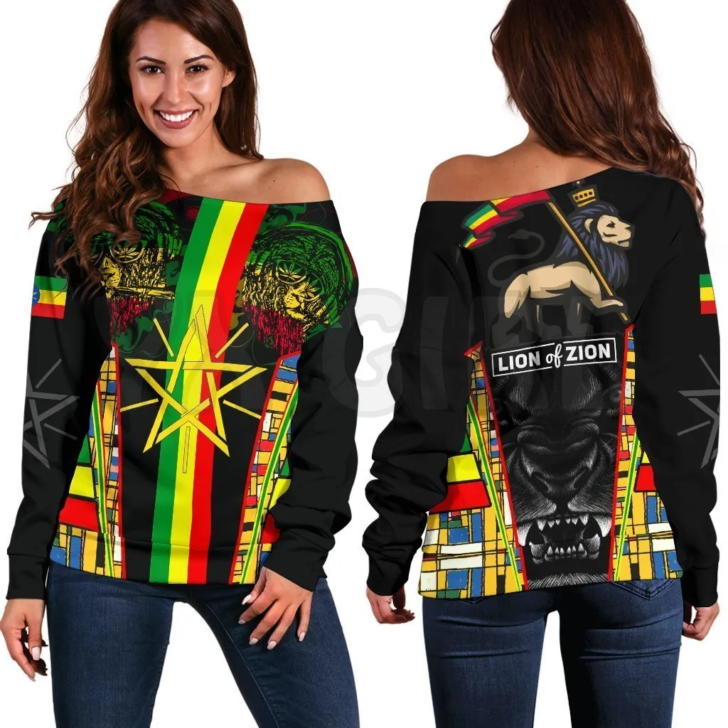 YX GIRL Greek Life Ethiopian Ethiopia Flag Color With Lion  3D Printed Novelty Women Casual Long Sleeve Sweater Pullover ethiopian hand made traditional design beautiful unique and different mini skirt luxury women s skirt sexy skirt