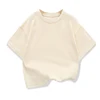 Kids Dropped Shoulder Short-sleeved T-shirt Summer New Pure Cotton Round Neck Loose Bottoming Shirt Student Sportswear 2-10Y 1