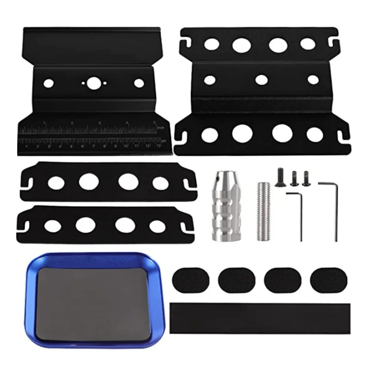 BAAU RC Car Work Stand Repair Workstation 360 Degree Rotation Lift Lowerw/Screw Tray for 1/10 1/8 -4 SCX10 D90 Blue