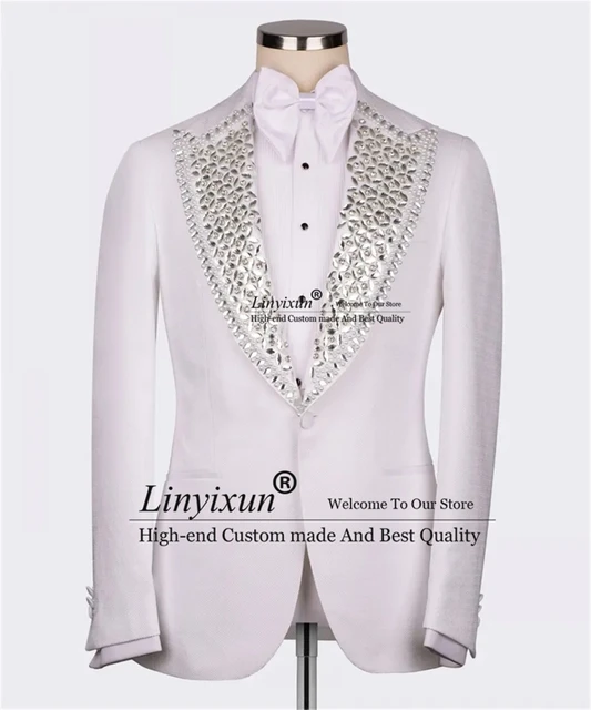 Luxury Crystals Beaded Dubai Groom Wedding Tuxedos Formal Men