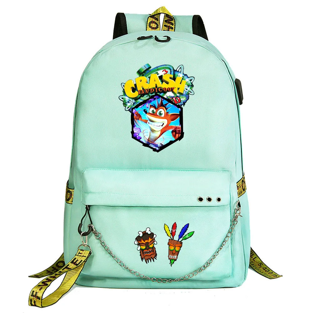 Gioco Crash Bandicoot Zaino Usb Borsa Da Scuola Zaino Per Laptop Donna Uomo Zaino Zaini Da Viaggio Zaino A Catena Mochilas
