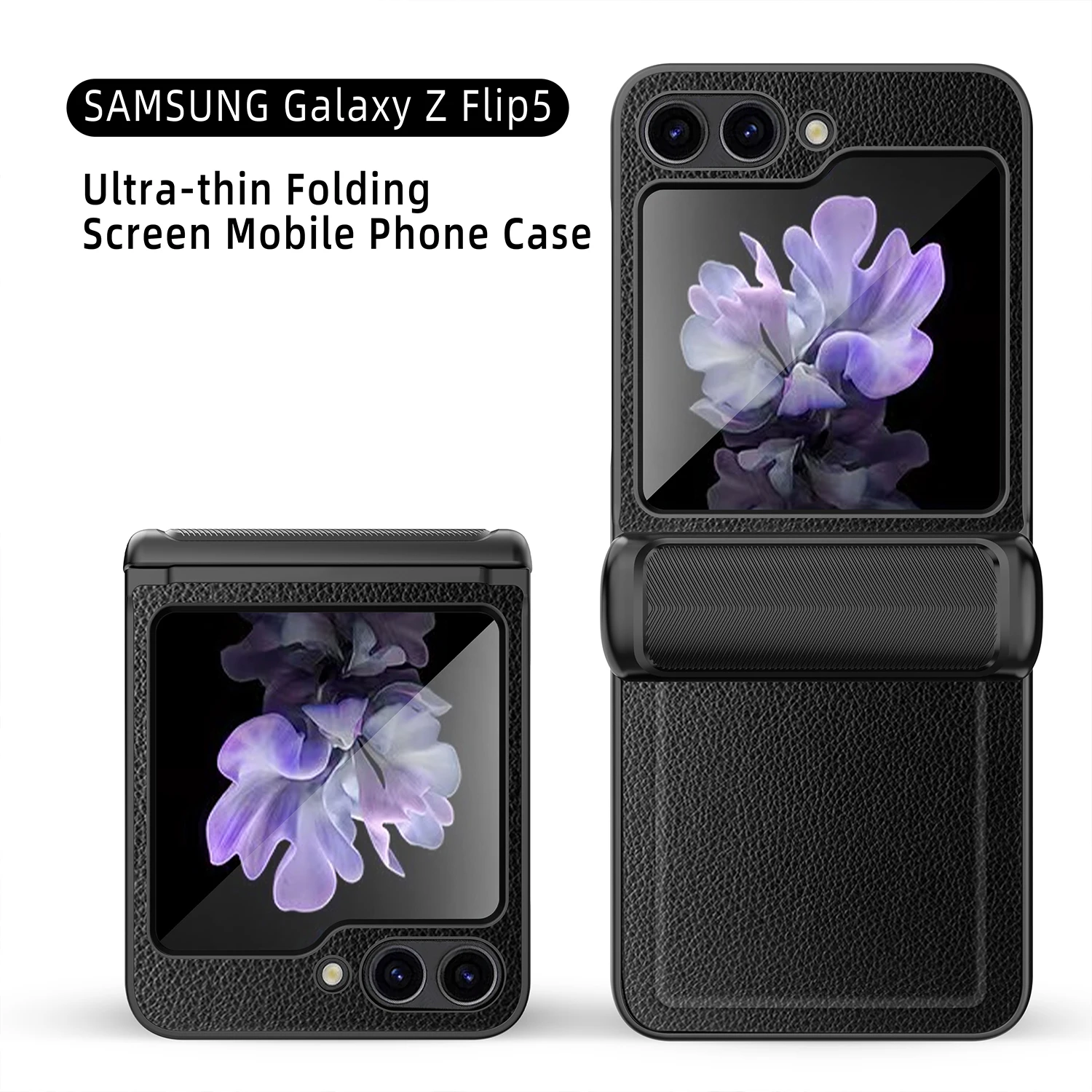 

Роскошный деловой кожаный чехол для Samsung Galaxy Z Flip 5 Flip5 ZFlip5, флип-чехол для телефона с петлями и задним стеклом