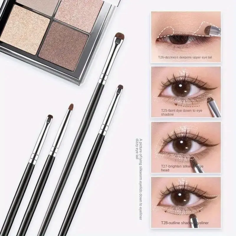 4Pcs Eye Smudge Brush, Fine Soft Makeup Tool, Eyeshadow Brush Set Eyeliner Brush For Blending Eyeshadow Eyeliner, Ideal 3