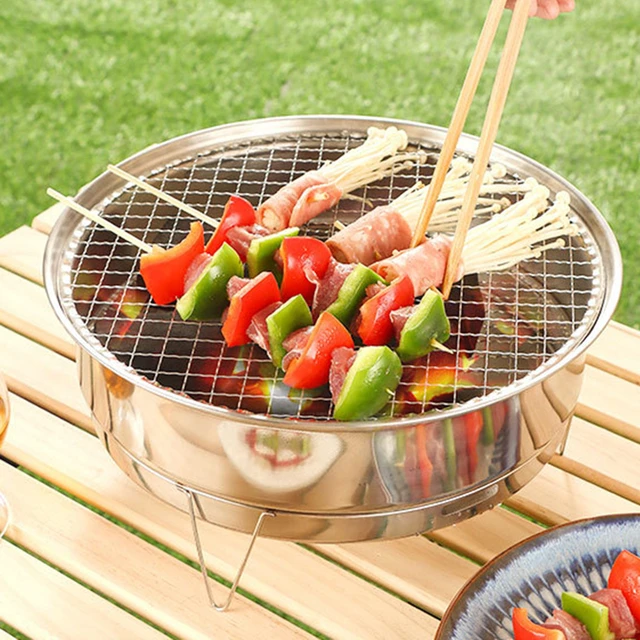 Barbecue coréen portable multifonctionnel en acier inoxydable, poêle à  griller Churrasco T1, poignées amovibles, camping en plein air - AliExpress