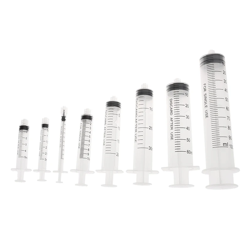10pcs Luer Lock Syringes 1/2/3/5/10/20/30/5/100ml Plastic Syringe Nutrient Syringe Tools Sampler Measure Tool Parts 6