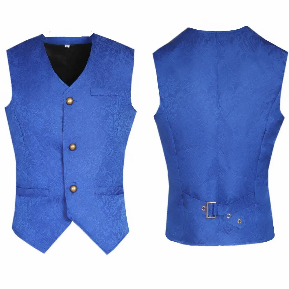Gentleman Vintage Vest Waistcoat Victorian Black Men Steampunk Gothic Jacquard Male Party Wedding Costume For Men's Blazer Suit