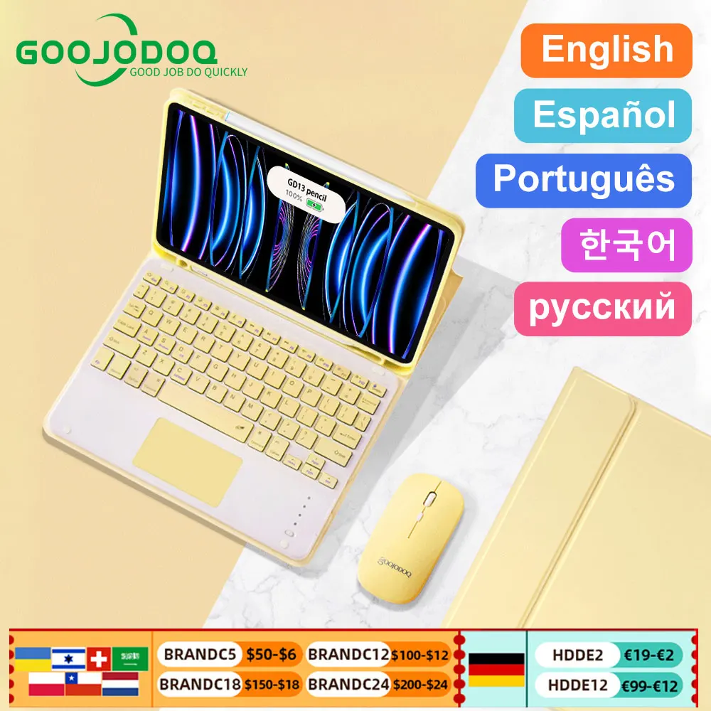 Goojjoq-iPad air用のマジックキーボードケース,第10世代,4 5-9世代,Pro 11/2022 air,5 air 2,funda  9が含まれています