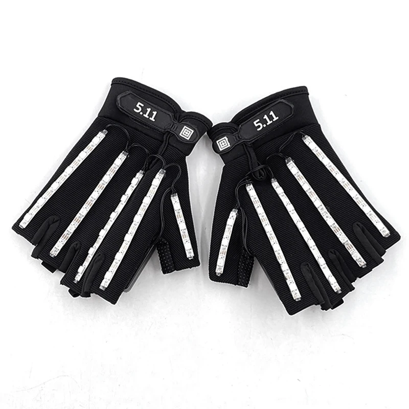 USB Rechargeable LED Glowing Gloves Finger Lighting Flashing Gloves Glasses Stage Performance Costume Dance Concert Decor