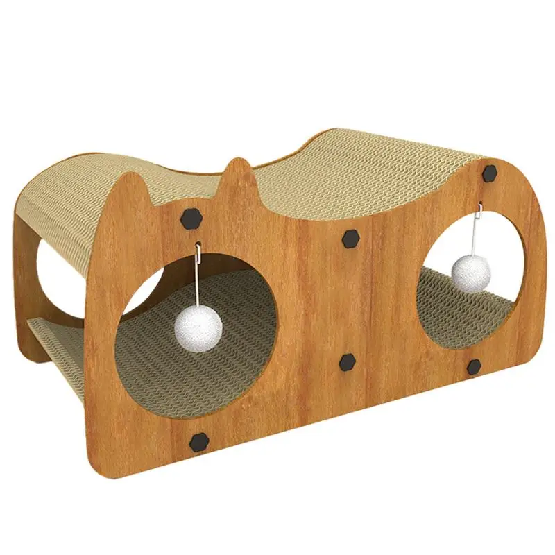 

Corrugated Cat Scratcher Cardboard Cat House Tunnel Cat Scratching Toy With Cat Bobbles Prevent Your Furniture From Being