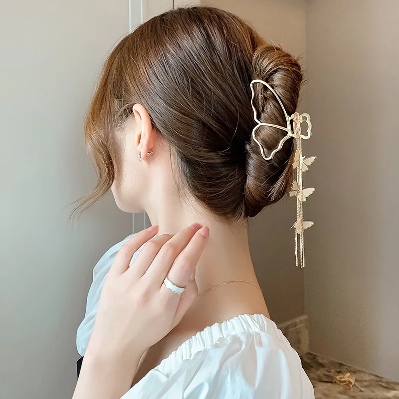 

Golden Tassel Butterfly Hair Claw Clip Fashion Flower Makeup Wahing Face Hairpins for Women Girls Geometric Headwear Accessories
