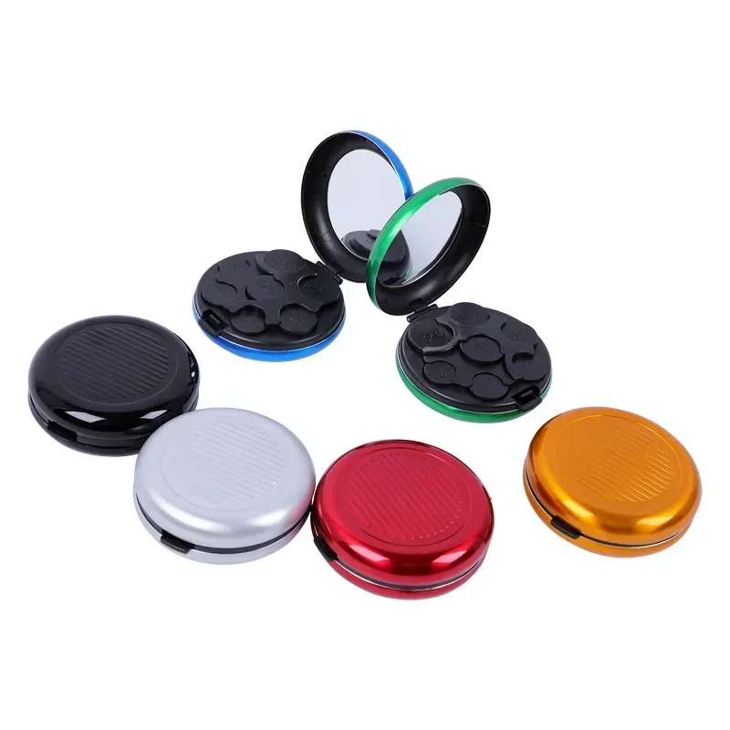 Fashion Creative Mini Euro Coin Storage Box with Mirror Portable Aluminum Alloy Circular Euro Zero Wallet for Gift