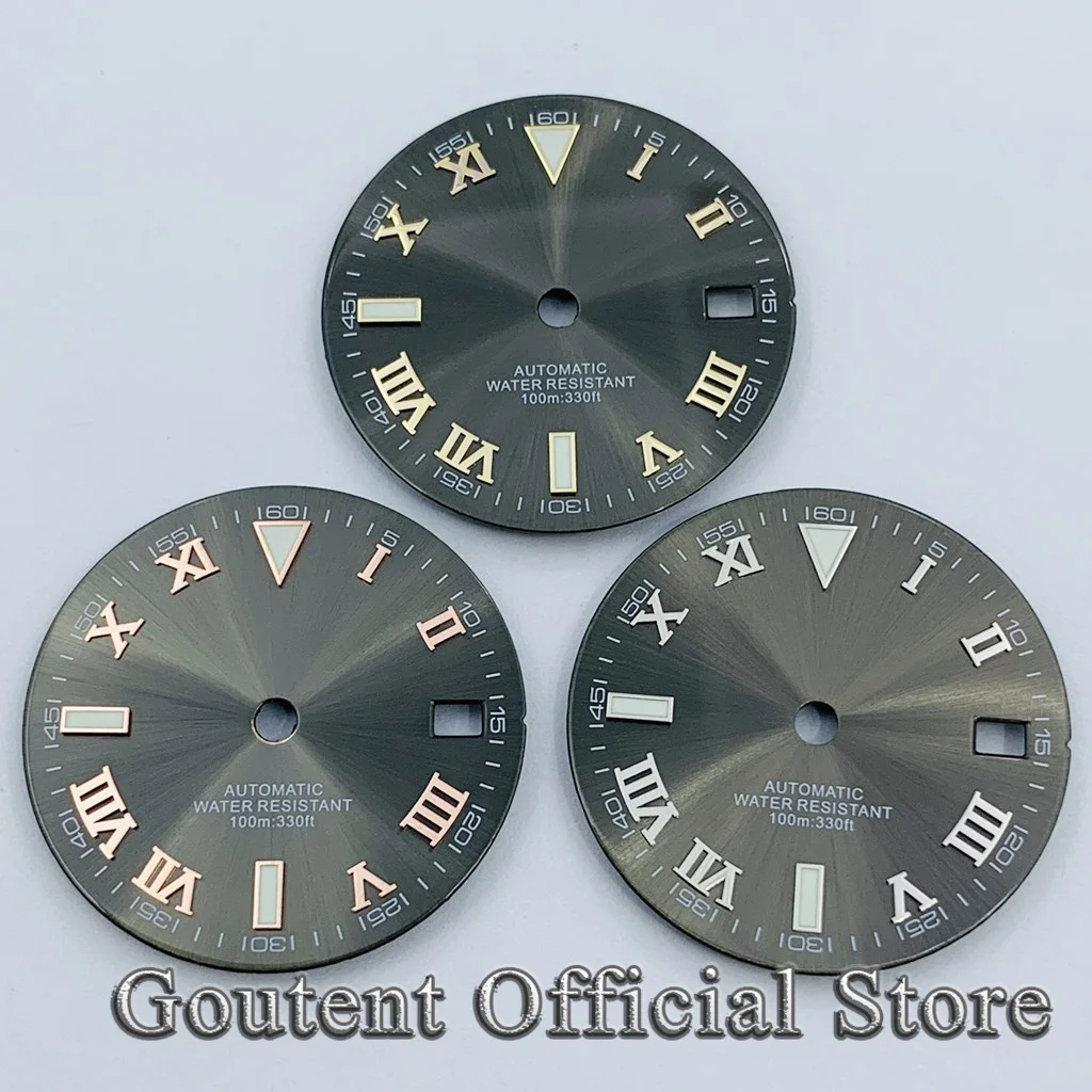 Watch face accessories watch dial accessories 29mm Sterile Black White Gray Blue Roman Numeral Watch Dial Fit NH34 NH35 Movement Fit 3 O'clock Crown 3.8 O'clock Crown