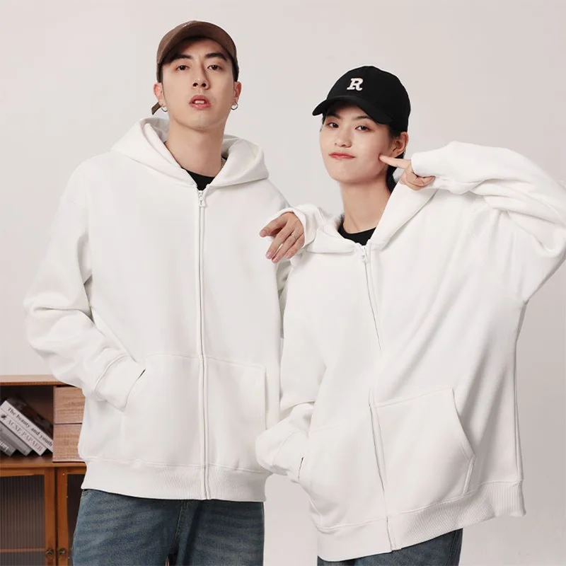 Fashion Solid Zipper Warm Fleece Hooded Casual Street Pocket Hoody main image 1