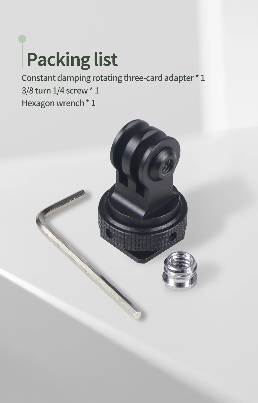 Description Picture 2 of item360 Swivel Cold Shoe Base Tripod Adapter Mount for GoPro 13 12 11 for DJI Osmo Action 4 3 Sports Camera Cage Monitor LED Bracket