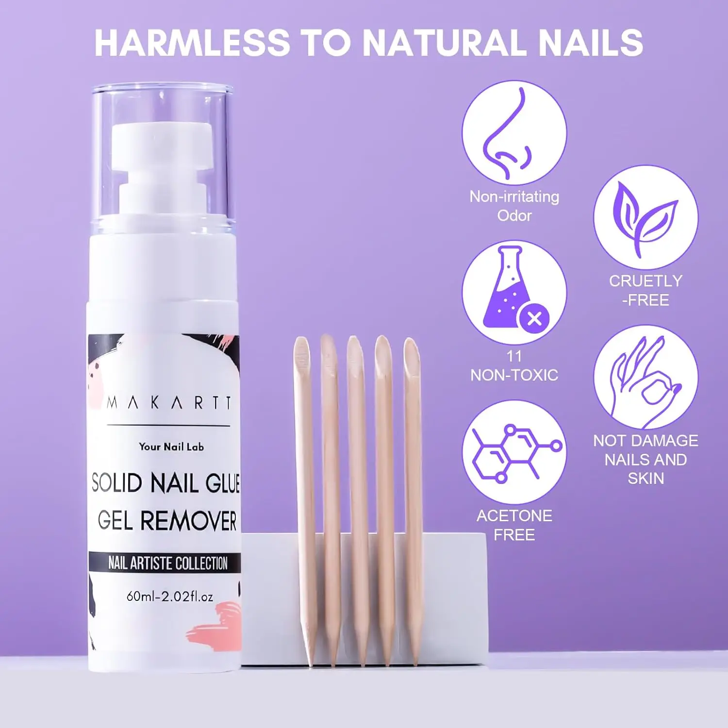 Makartt Solid Nail Glue Gel 15ml with Remover 60ml, Nail Glue Kit for Press on Tips Acrylic Gel X Nails 5