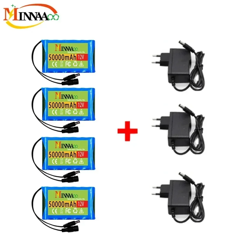 

New Portable 3S2P 12V 50000mah Rechargeable Li-Ion Battery, For LED Lamp Light Backup Powe Etc+ Charger