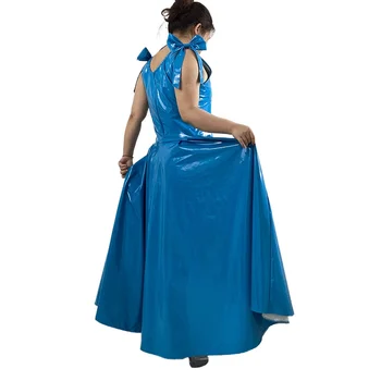 Shiny High Waist Pleated Dress Plus Size 3