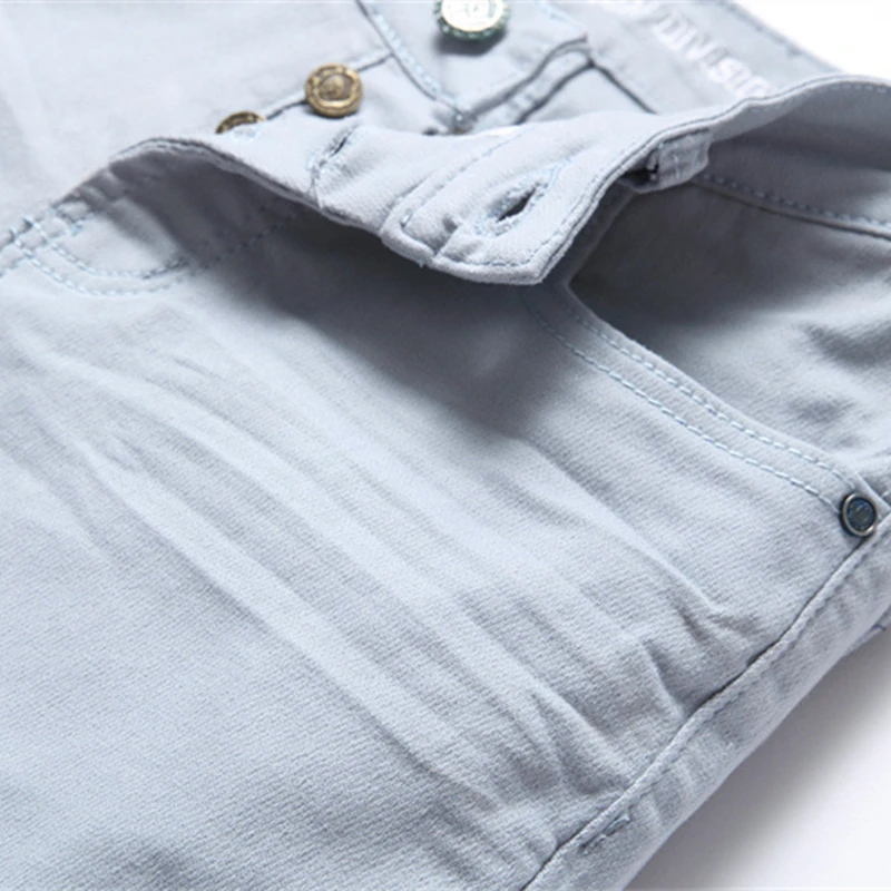 Solid Color Men's Fashion Slim Stretch Jeans High Street Casual Streetwear Autumn Hip Hop Mid-Waisted Trousers 3