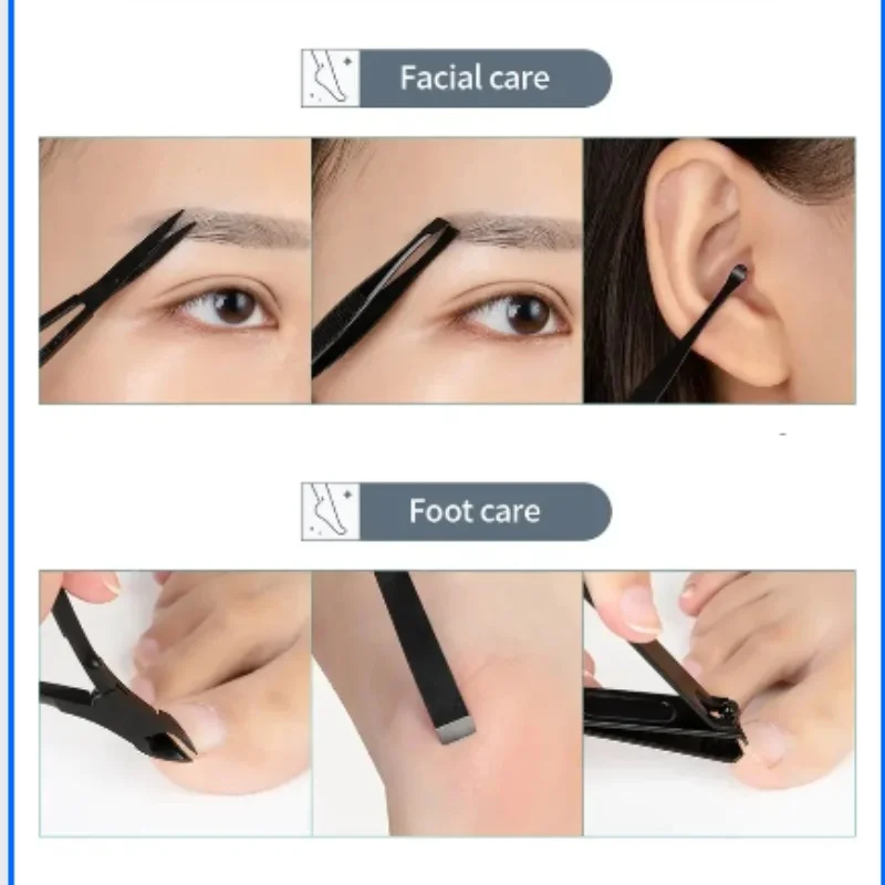 7/18pcs Black Nail Clipper Set Professional Stainless Manicure Nail Scissors Pedicure Care Kit with Travel Case Sharp Cutter nail clipper set,nail clipper,nail care kit,nail scissors set,nail clippers,manicure pedicure kit,manicure set,manicure sets,manicure nail clipper set,nail clippers kit