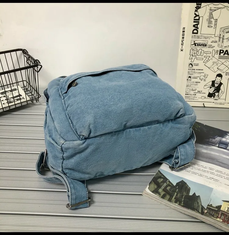 New Gray Denim Backpack Women's Leisure Travel Outing Shoulder Bag Female Fashion Schoolbags Suitable For Boys And Girls Mochila