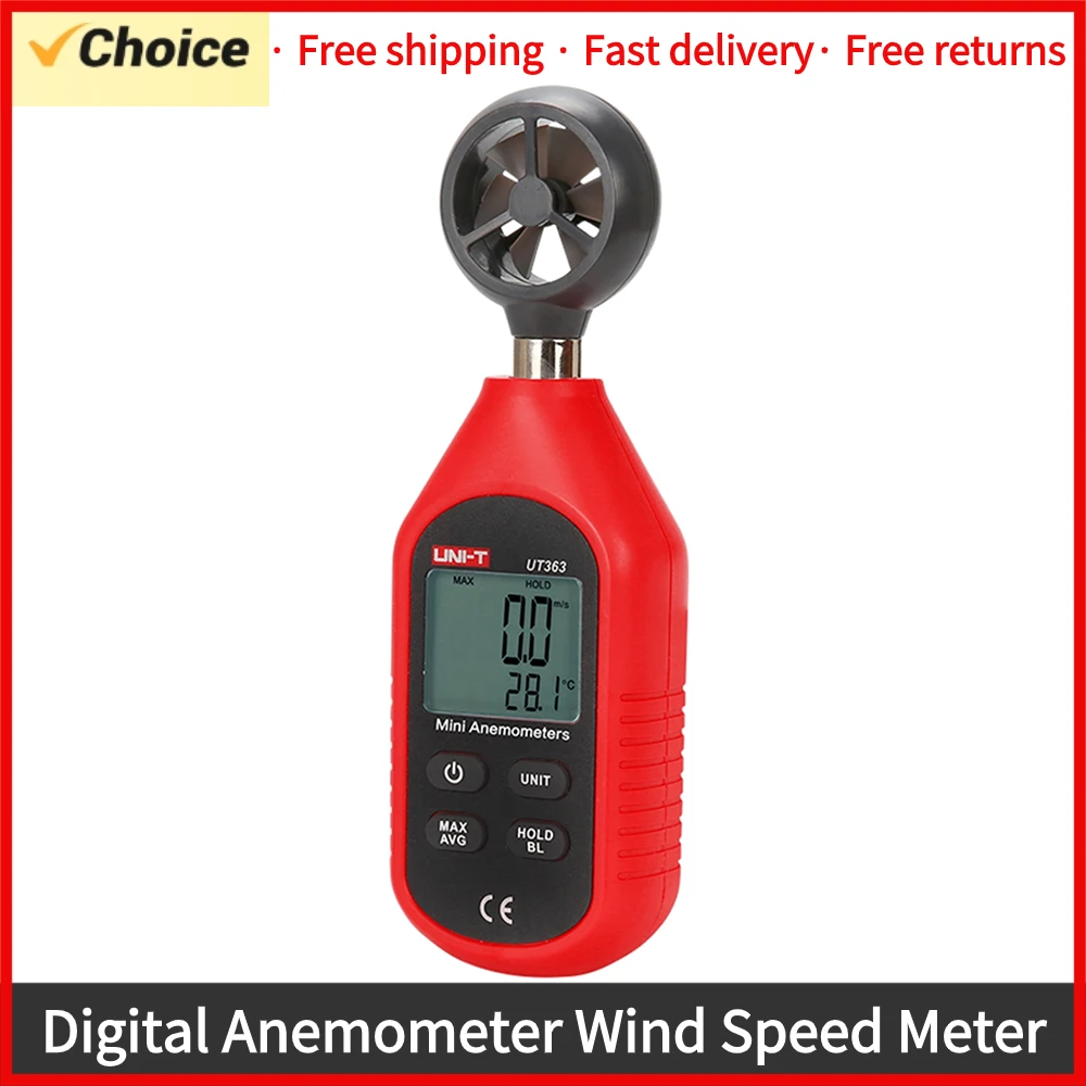 Outil Mesure Conditions Météo RM065 Anémomètre Numérique Portable - Mesure Vitesse Vent Et Température - Écran LCD Rétroéclairé - Pour Météo, Sports, DIY Anémomètre LCD Rétroéclairé