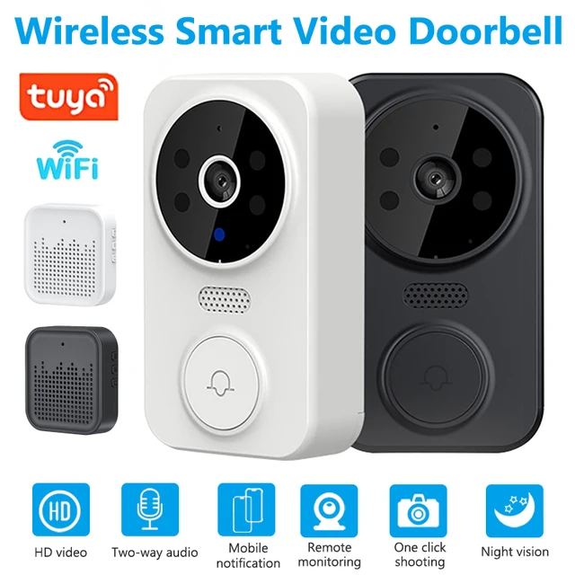 WiFi Video Doorbell Smart Home Door Bell Night Vision Wireless Visual Intercom Doorbell Two-Way Audio Visual Doorbell Monitoring 2