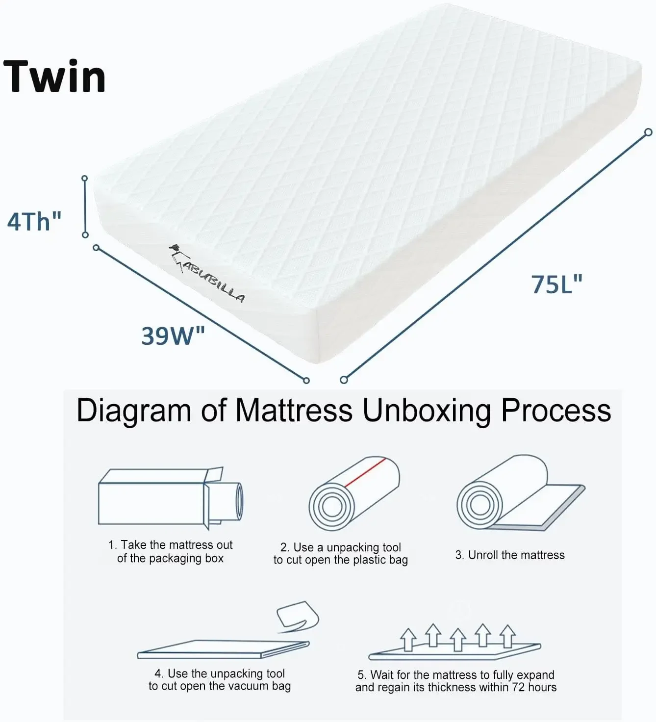 4 Inch Twin Mattresses, Memory Foam Mattress, Children’s Rooms Mattress, Mattress is Very Comfy,CertiPUR-US Certified【2024 New V 2
