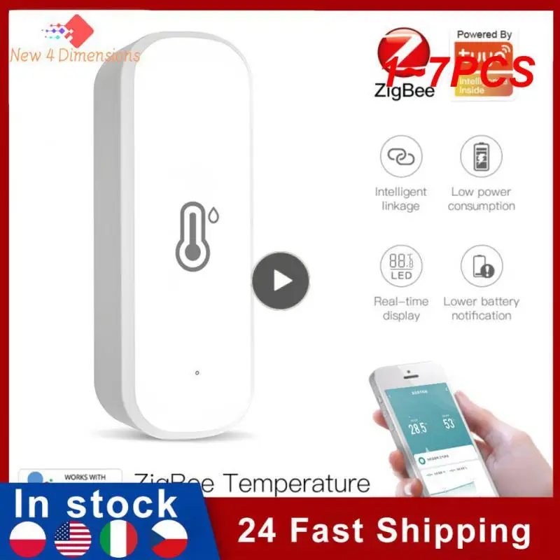 

1~7PCS Tuya ZigBee Smart Temperature And Humidity Sensor Battery Powered ZigBee Smart Home Security Work With Alexa Home