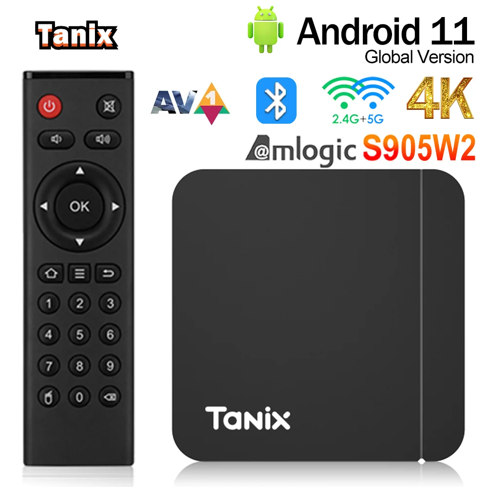 TV Box Android11 Tanix W2 Amlogic S905W2 2G 16G 4G 32G 64G H.265 3D AV1 BT 2.4G 5G Wifi 4K HDR Video Player Set Top Box PK TX3