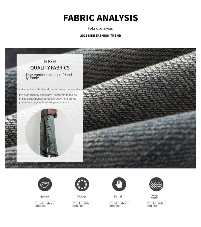 Y2K Style Straight Jeans Men's Fashion Ripped Street Casual Wide Leg Jeans Women's 2024 Summer Retro Blue Loose Pants Hip-Hop