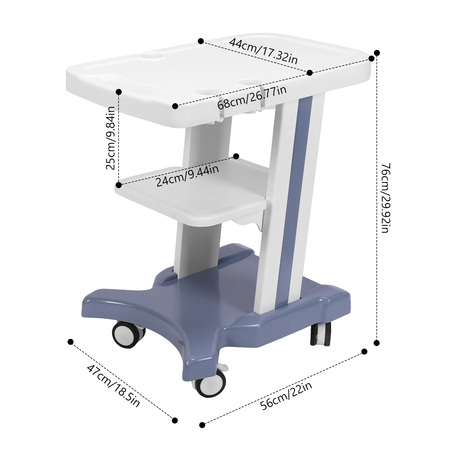 Medical Trolley Cart with Wheels Mobile Workstation Beauty Storage Utility Cart for Hospital Dental Clinics Beauty Salons