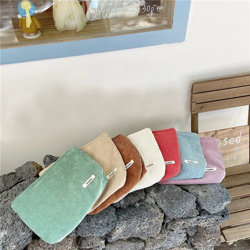 Corduroy Travel Cosmetic Bag Portable Makeup Storage Bag Purses Women Large Capacity Zipper Make Up Organizer Storage Clutch Bag 2