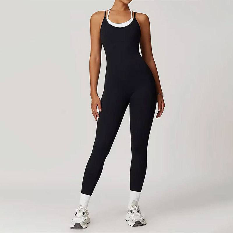 Sporty New Women's Jumpsuits Black Sexy Backless Bodycon Female Jumpsuits Streetwear Fashion O-Neck Sporty Elegant Lady Clothing