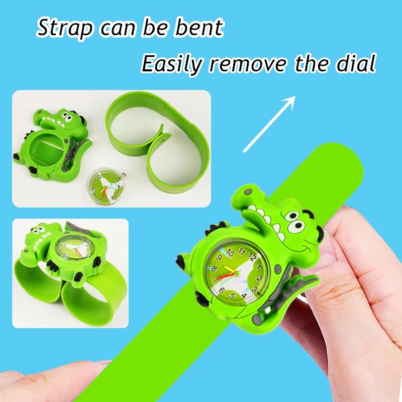 Lovely Baby Cartoon 3D Watch Boys Girls Kids Students Birthday Party Christmas Gift Study Time Children Slap Watches Clock 5